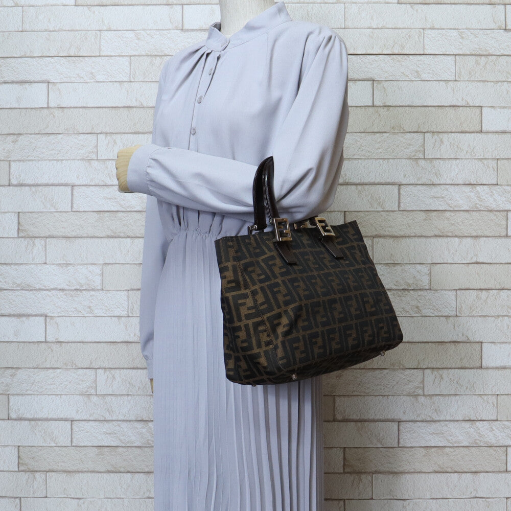 FENDI Zucca Handbag Canvas Brown Women's Used [36 Months Interest