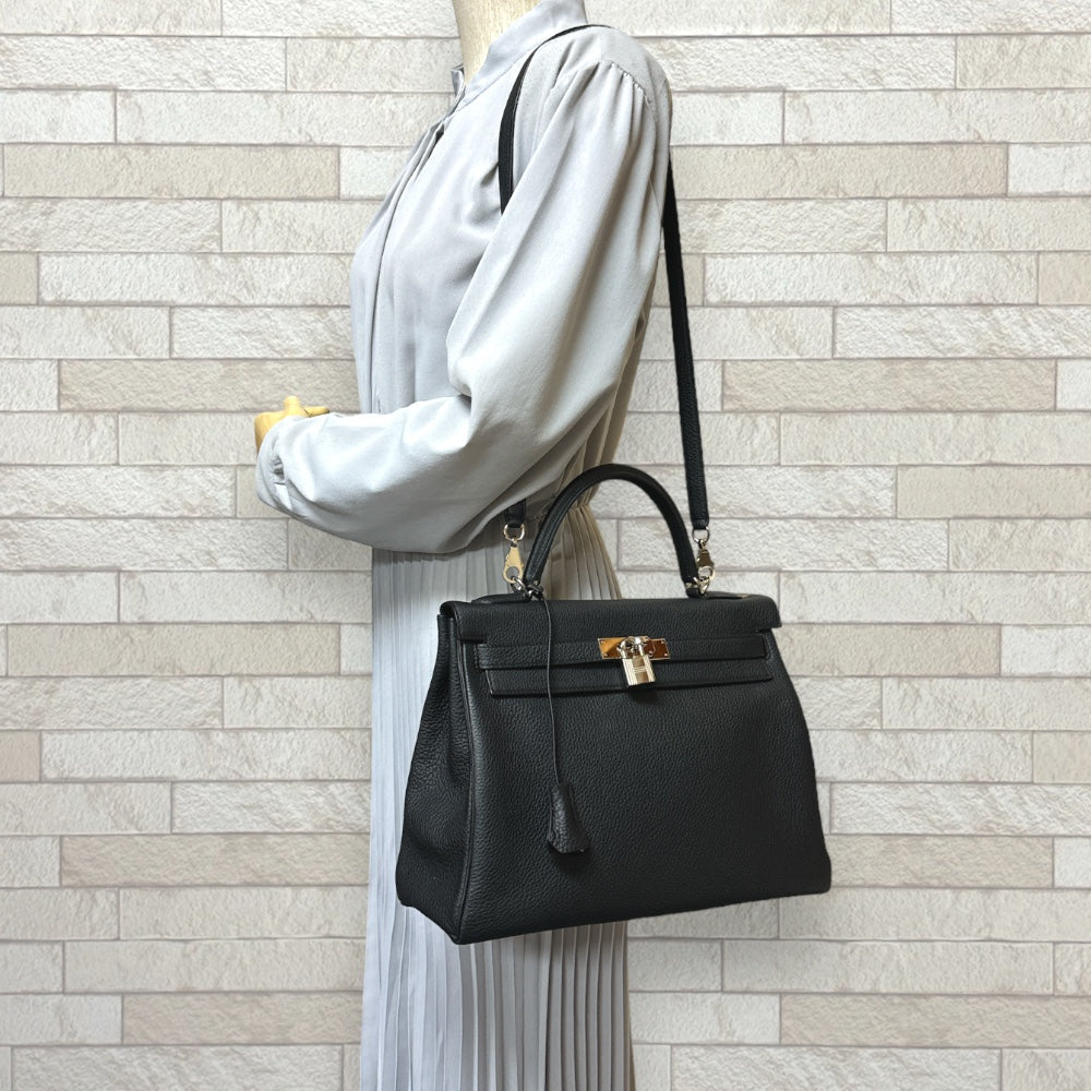 HERMES エルメス ケリー32 ショルダーバッグ レザー ブラック