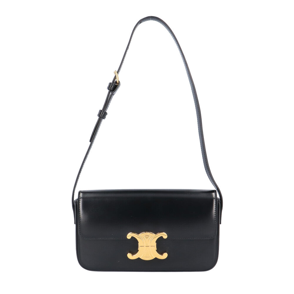 CELINE セリーヌ トリオンフ ショルダーバッグ レザー ブラック 