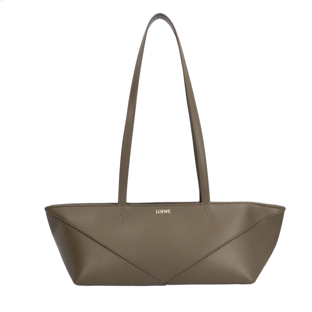 LOEWE Puzzle Fold Cropped Tote Bag Leather Green Women's Used
