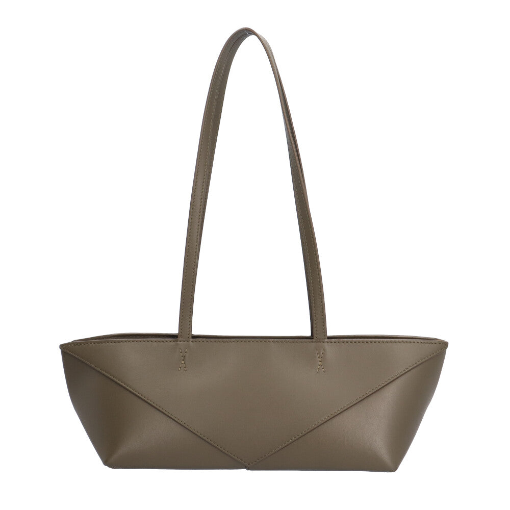 LOEWE Puzzle Fold Cropped Tote Bag Leather Green Women's Used