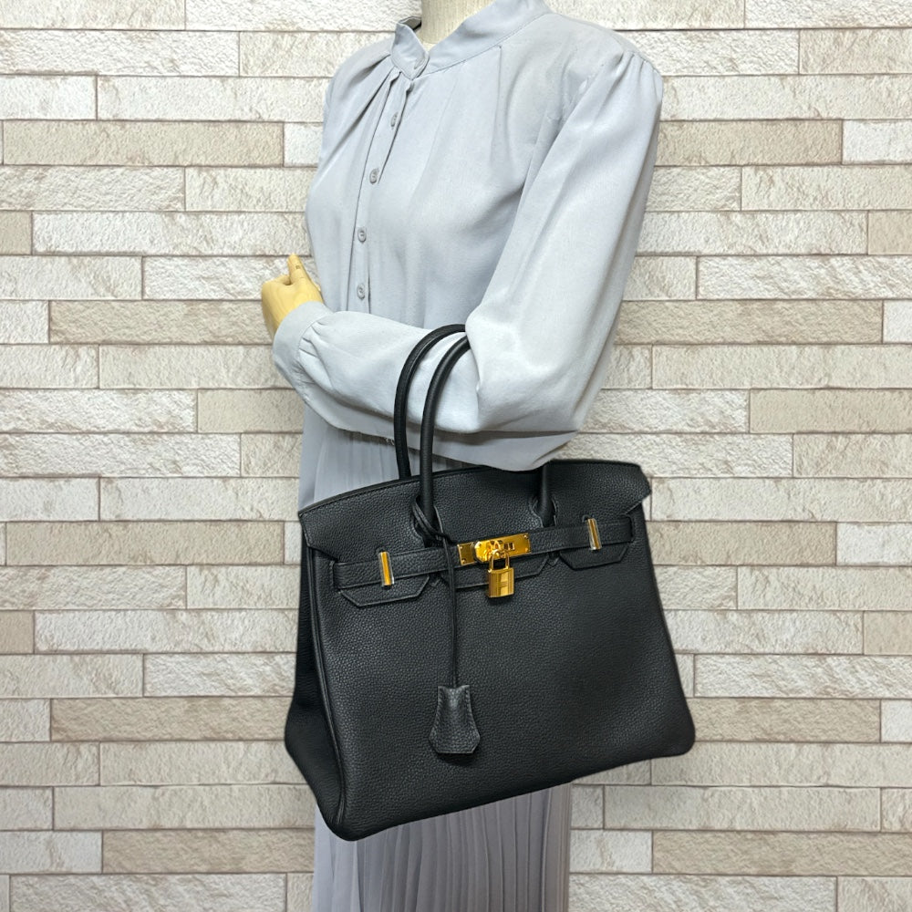 HERMES エルメス バーキン30 ハンドバッグ レザー ブラック レディース
