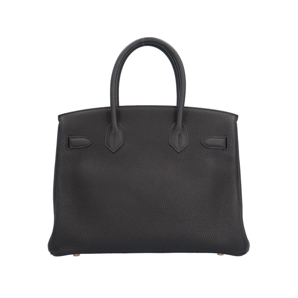 バーキン30 ハンドバッグ レザー 黒 人気品 HERMES（エルメス） マットシルバー 黒 ブラック □C刻印 30 バーキン その他