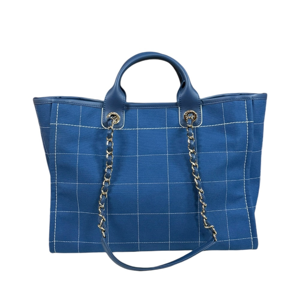 CHANEL シャネル ドーヴィルGM ショルダーバッグ キャンバス ブルー