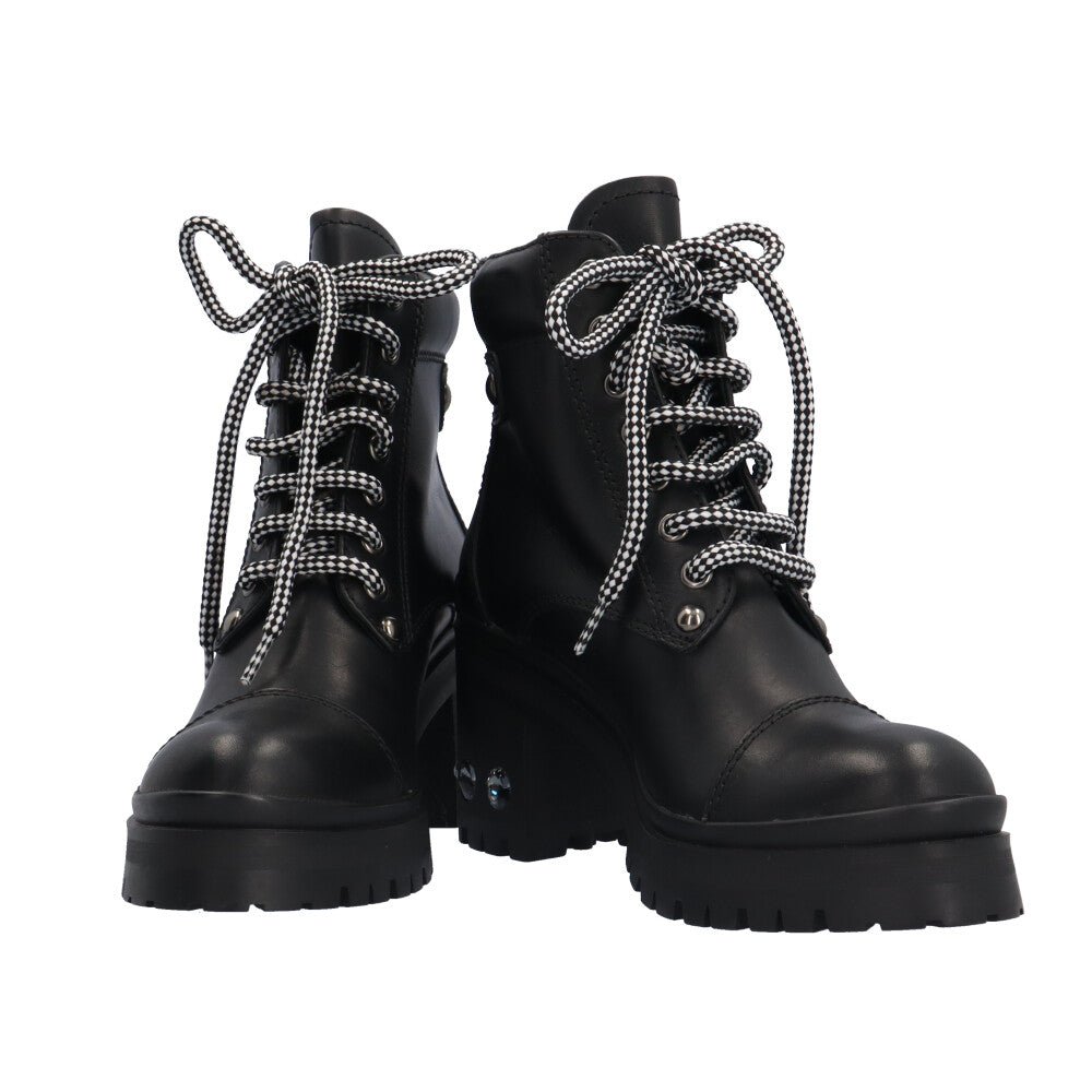 MIUMIU ミュウミュウ レースアップ ブーツ レザー レディース 中古