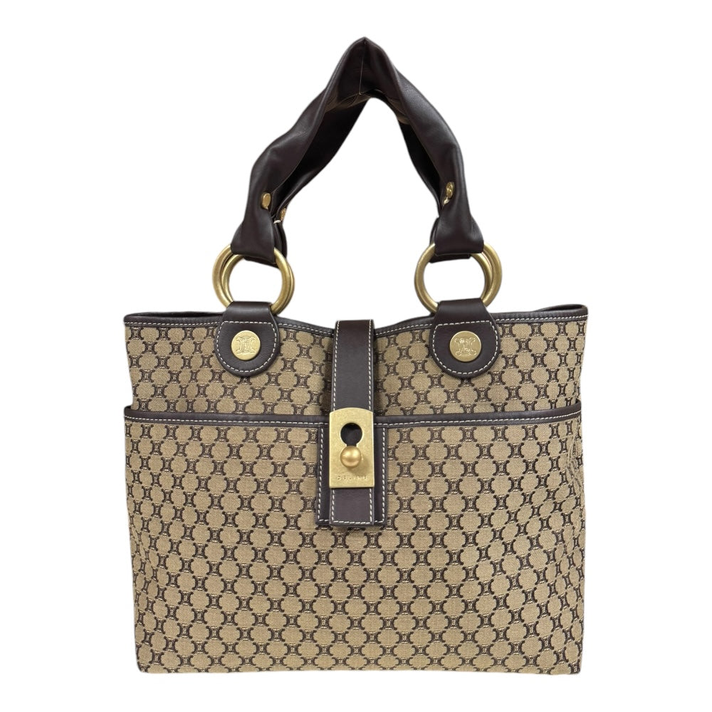 セリーヌ マカダム ハンドバッグ キャンバス ブラウン レディース CELINE  中古  R&Kリサイクルキング CELINE セリーヌ マカダム ハンドバッグ キャンバス ブラウン