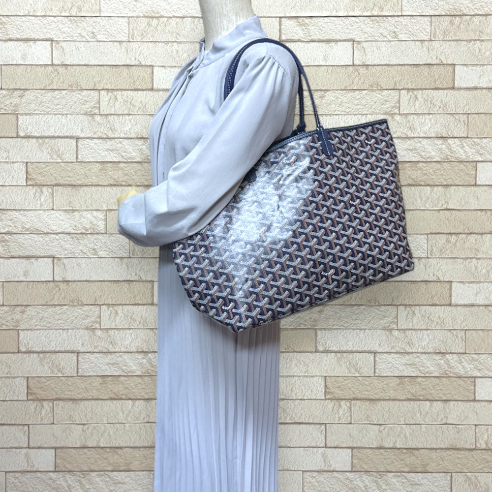 新品同様 Goyard サンルイPM ゴヤール ネイビー GOYARD ゴヤール サンルイPM トートバッグ PVCコーティングキャンバス