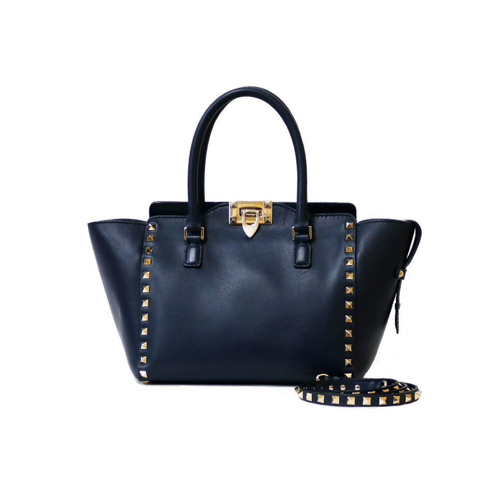 【VALENTINO GARAVANI】2wayバッグ　ゴールド金具　ネイビー 中古】 ヴァレンティノ・ガラヴァーニ Valentino Garavani