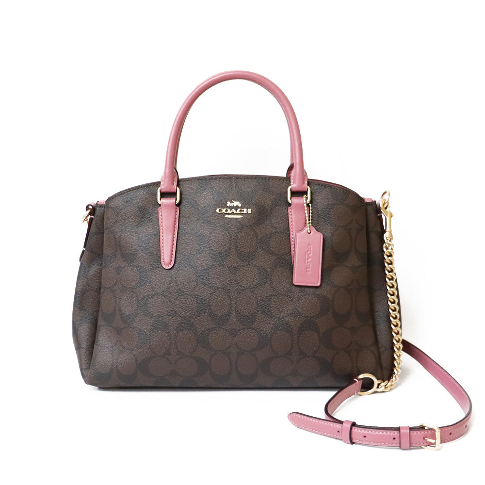 バッグ COACH Signature 2way Bag Pink Brown 中古】 コーチ COACH ハンドバッグ ショルダーバッグ、2way