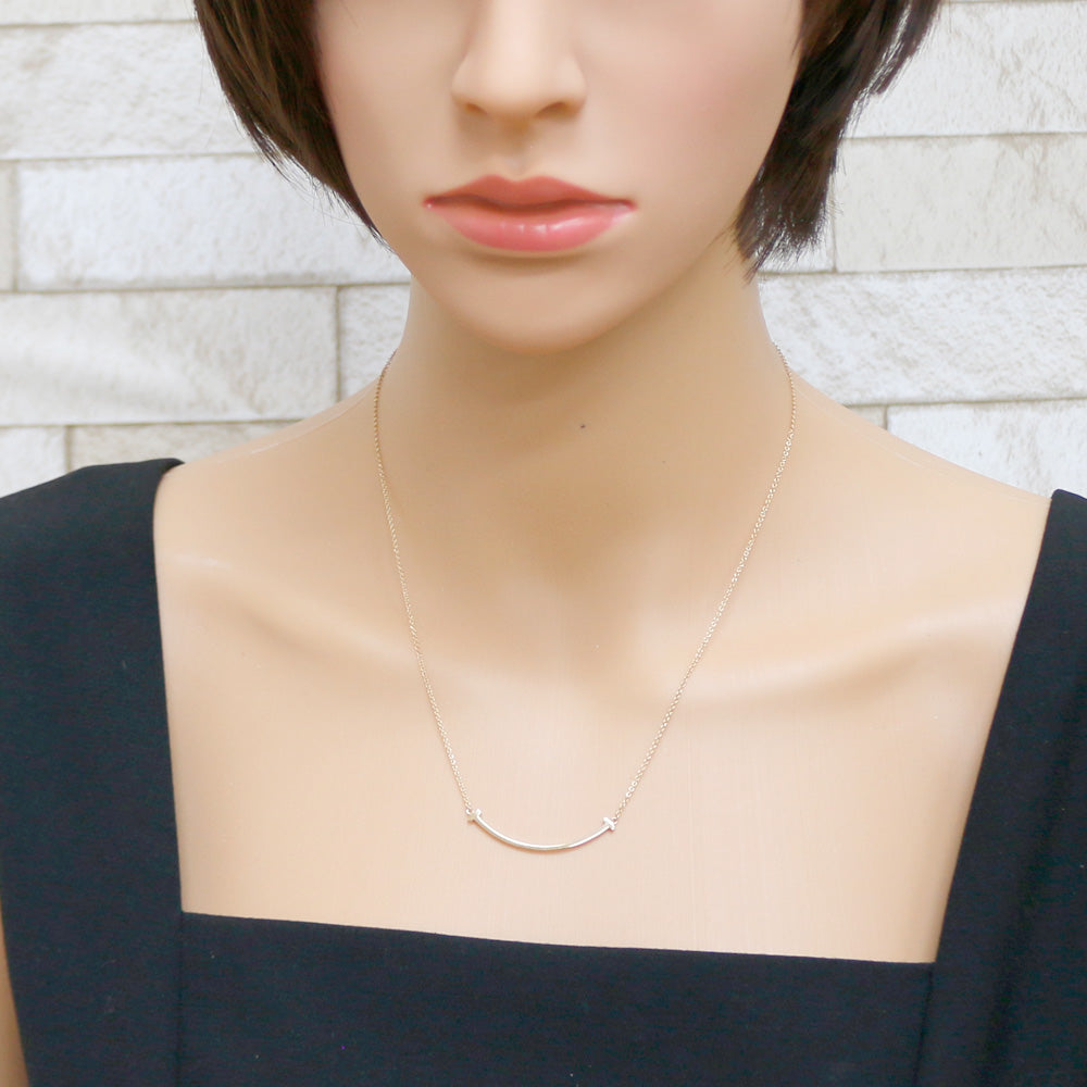 Tiffany & Co. T Smile Small Necklace 18K Gold Women's Pre