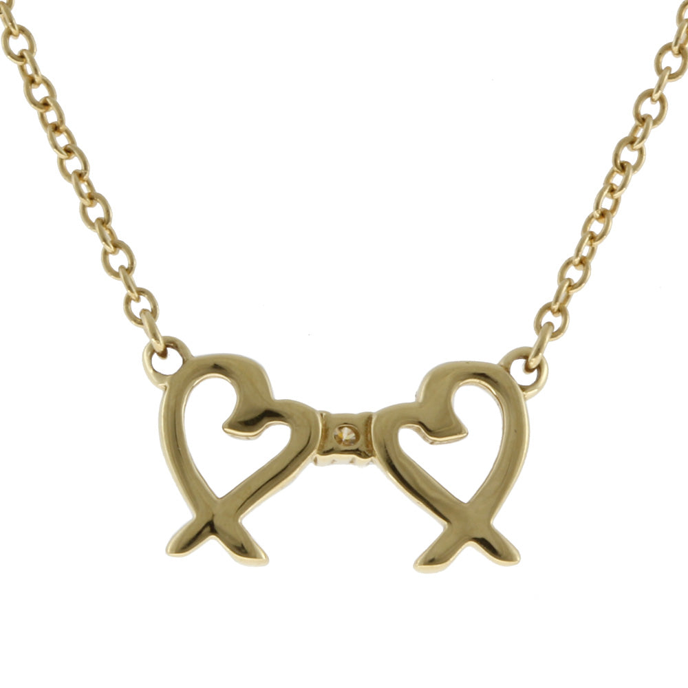ティファニー TIFFANY&Co. ダブルラビングハート ネックレス 18金 K18