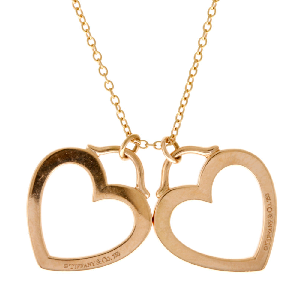 ティファニー センチメンタルダブルハート ネックレス 18金 K18