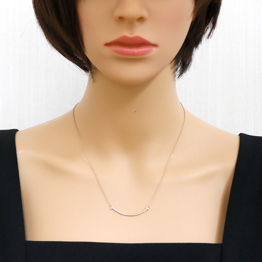 TIFFANY&Co. Tiffany T Smile Necklace 18K K18 Pink Gold Women's