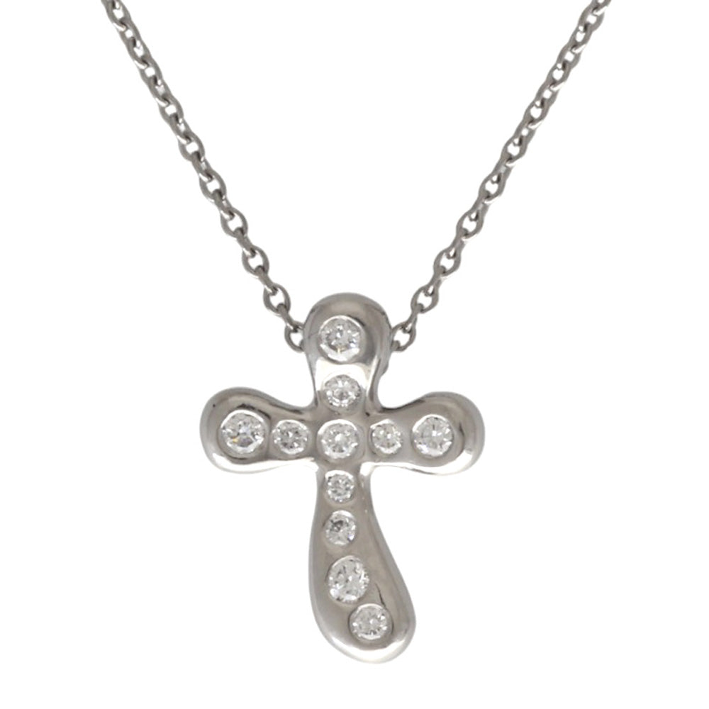 Tiffany & Co. Tiffany Cross Necklace PT950 Platinum Diamond Ladies
