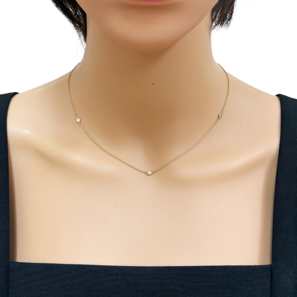 ほのぴー様tiffanyバイザヤード0.19ctゴールドネックレス TIFFANY&Co. ティファニー バイザヤード 5P ネックレス 18金 K18