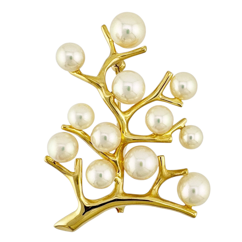 MIKIMOTO ミキモト ブローチ 18金 K18イエローゴールド アコヤパール
