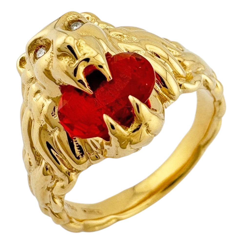 GUCCI グッチ ライオンヘッド リング 指輪 8号 18金 K18イエロー