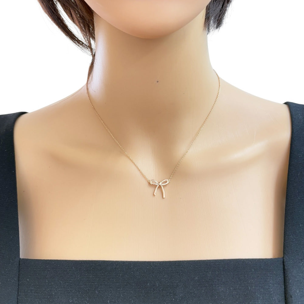 TIFFANY&Co. Tiffany Bow Necklace 18K K18 Pink Gold Women's Used