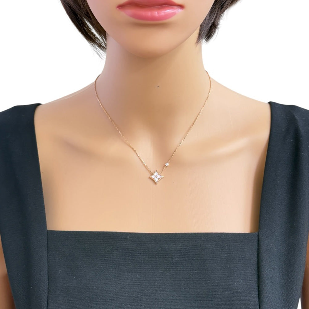 LOUIS VUITTON Pendantif Star Blossom Necklace 18K K18 Pink Gold