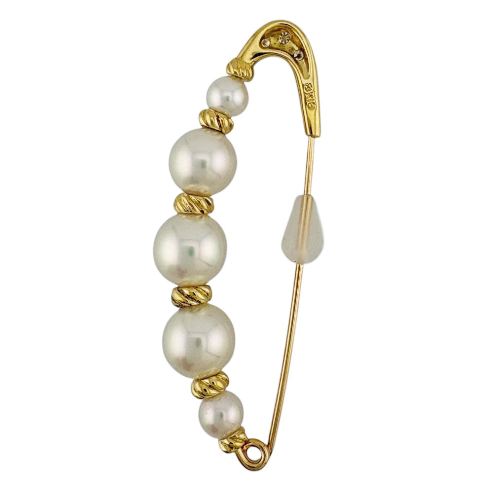 MIKIMOTO ミキモト ブローチ 18金 K18イエローゴールド パール
