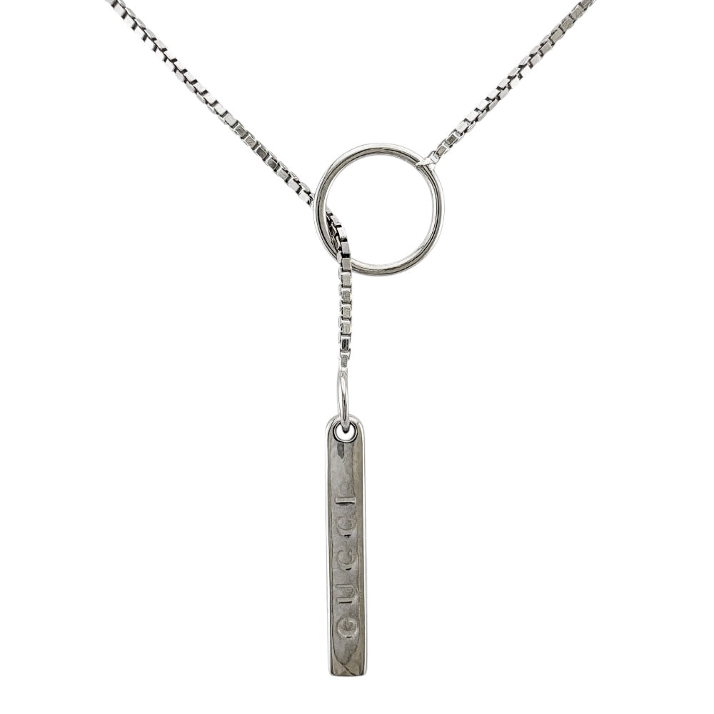 GUCCI グッチ ラリアット ネックレス 18金 K18ホワイトゴールド