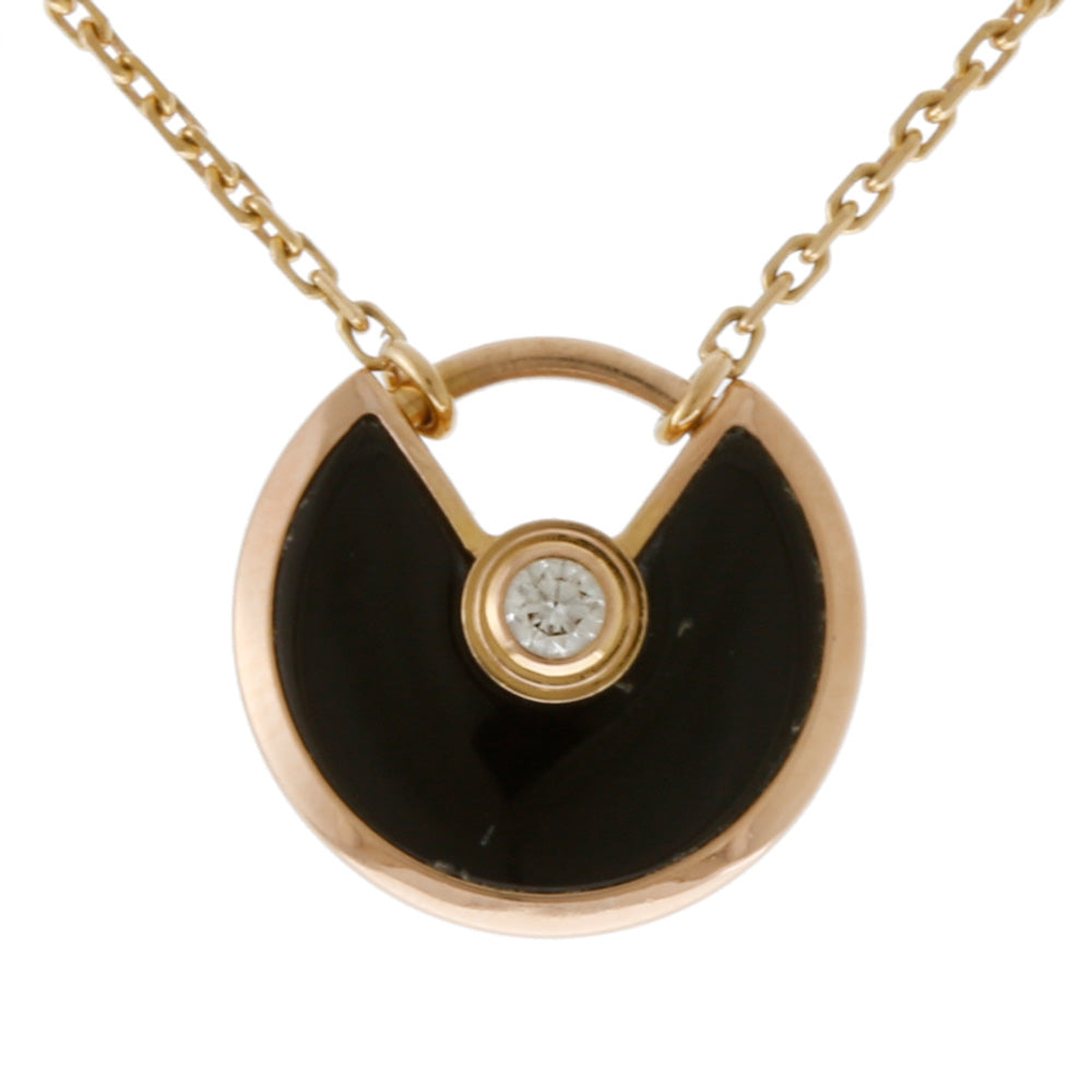 アクセサリー Cartier Cartier Amulet Onyx Diamond Necklace 18K K18 Pink Gold Onyx