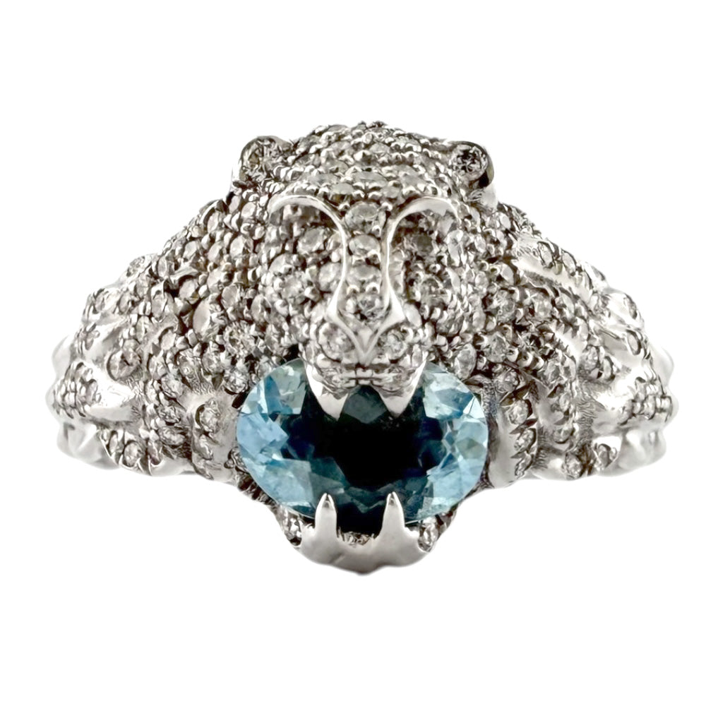 GUCCI Gucci Lion Head Ring Ring Size 16.5 18K K18 White Gold