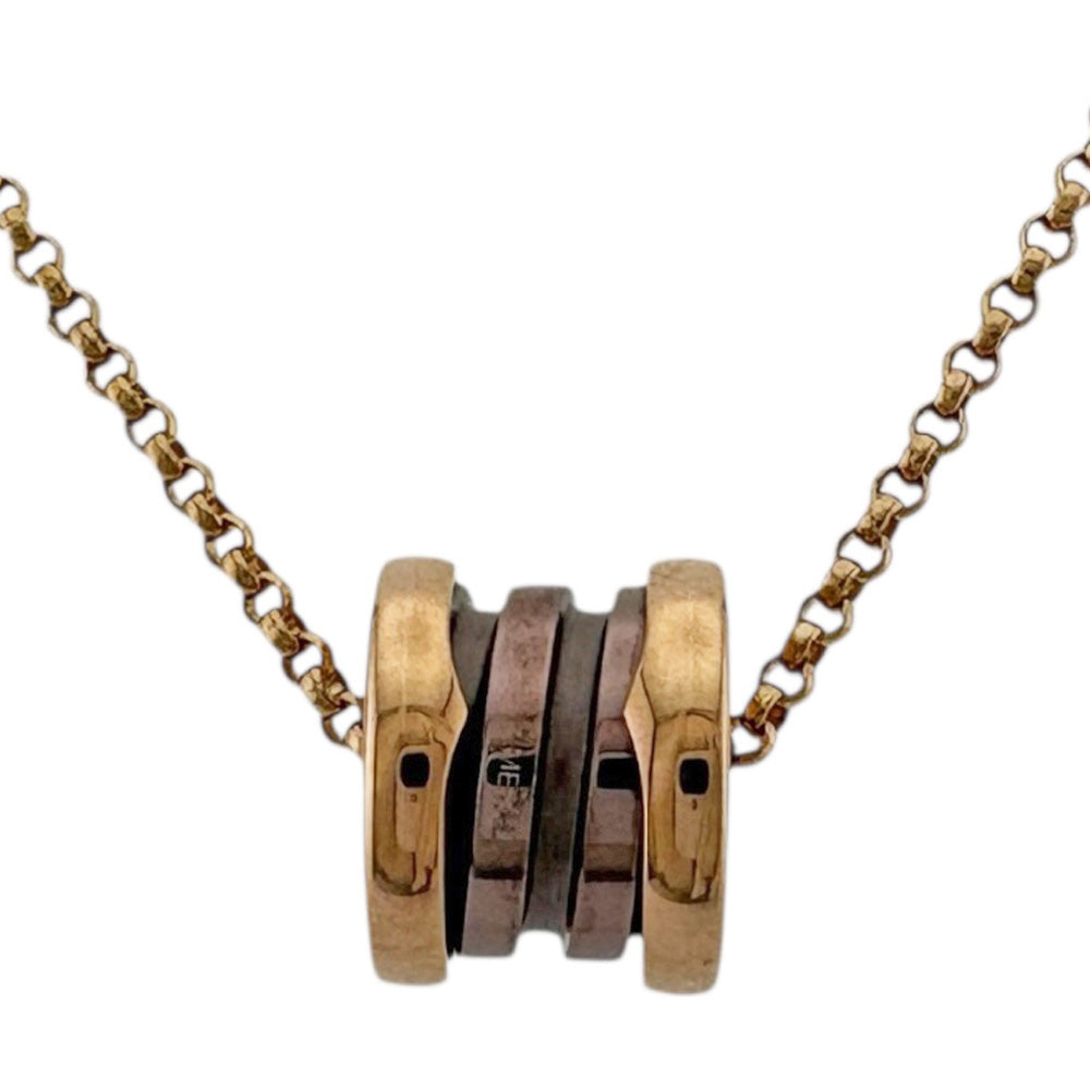 BVLGARI、ブラウンレザー ネックレス 約46cm BVLGARI ブルガリ B-zero.1 ビーゼロワン ブロンズメタル ネックレス