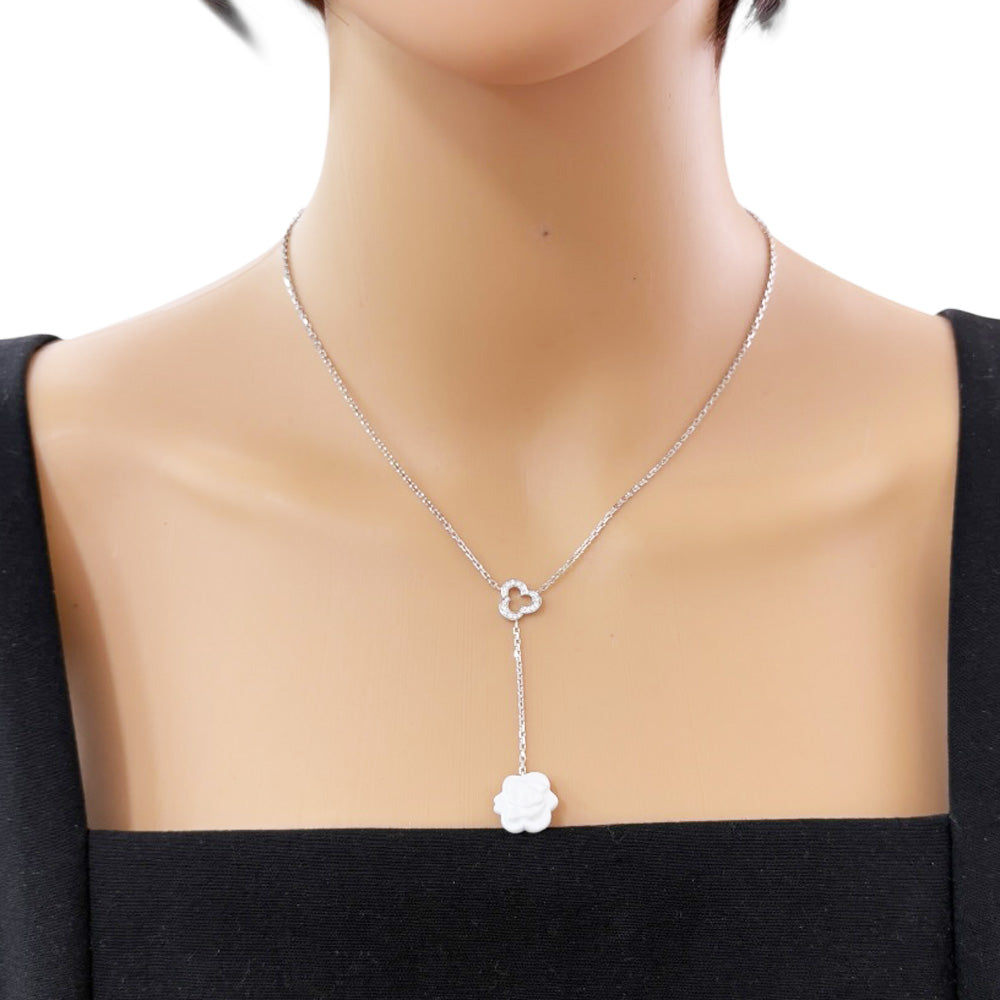 CHANEL シャネル カメリア ネックレス 18金 K18ホワイトゴールド