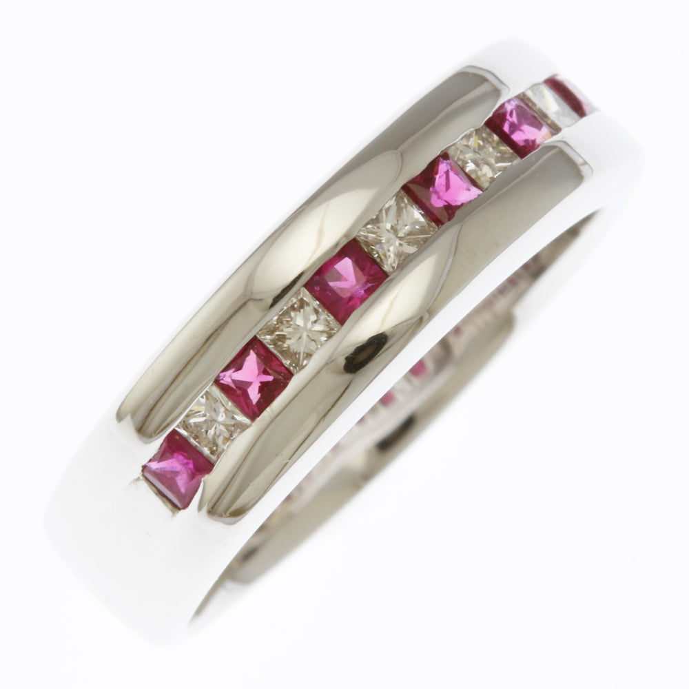 リング・指輪 11.5号 18金 K18ホワイトゴールド ルビー 0.37ct  