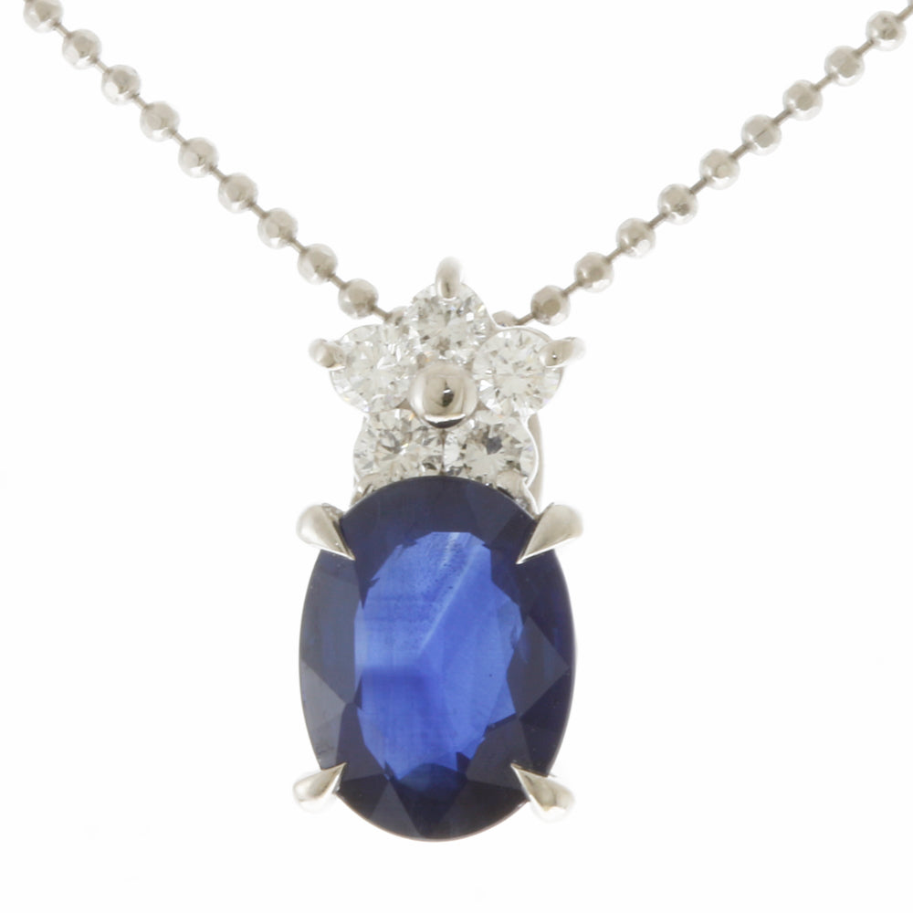 ネックレス 花 フラワー Pt850プラチナ サファイア 1.63ct