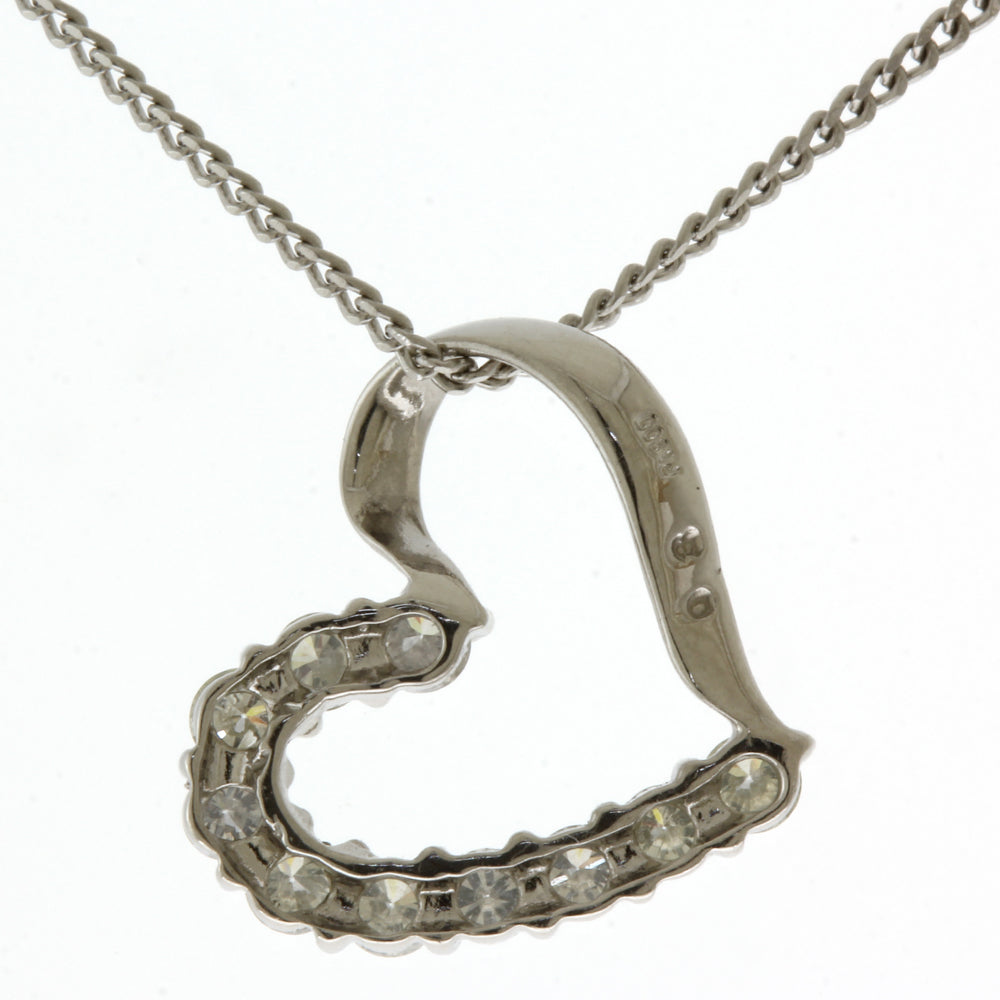 ネックレス オープン ハート Pt900 プラチナ Pt850 ダイヤモンド 0.3ct 