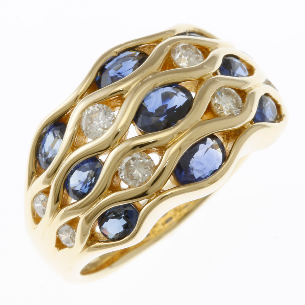 リング 指輪 11.5号 18金 K18イエローゴールド サファイア 1.89ct  