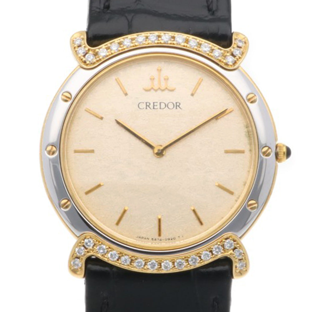 SEIKO CREDOR ブレスレットウォッチ 18KT ダイアモンド2P SEIKO - 電池交換済 SEIKO セイコー CREDOR クレドール シグノ ダイヤ