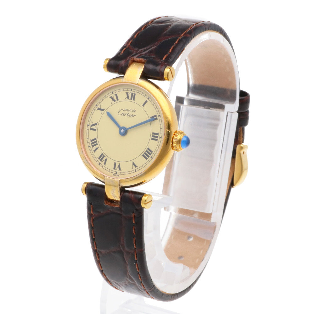 Cartier Must Vendome Vermeil Watch GP 590004 Ladies Used [1 Year