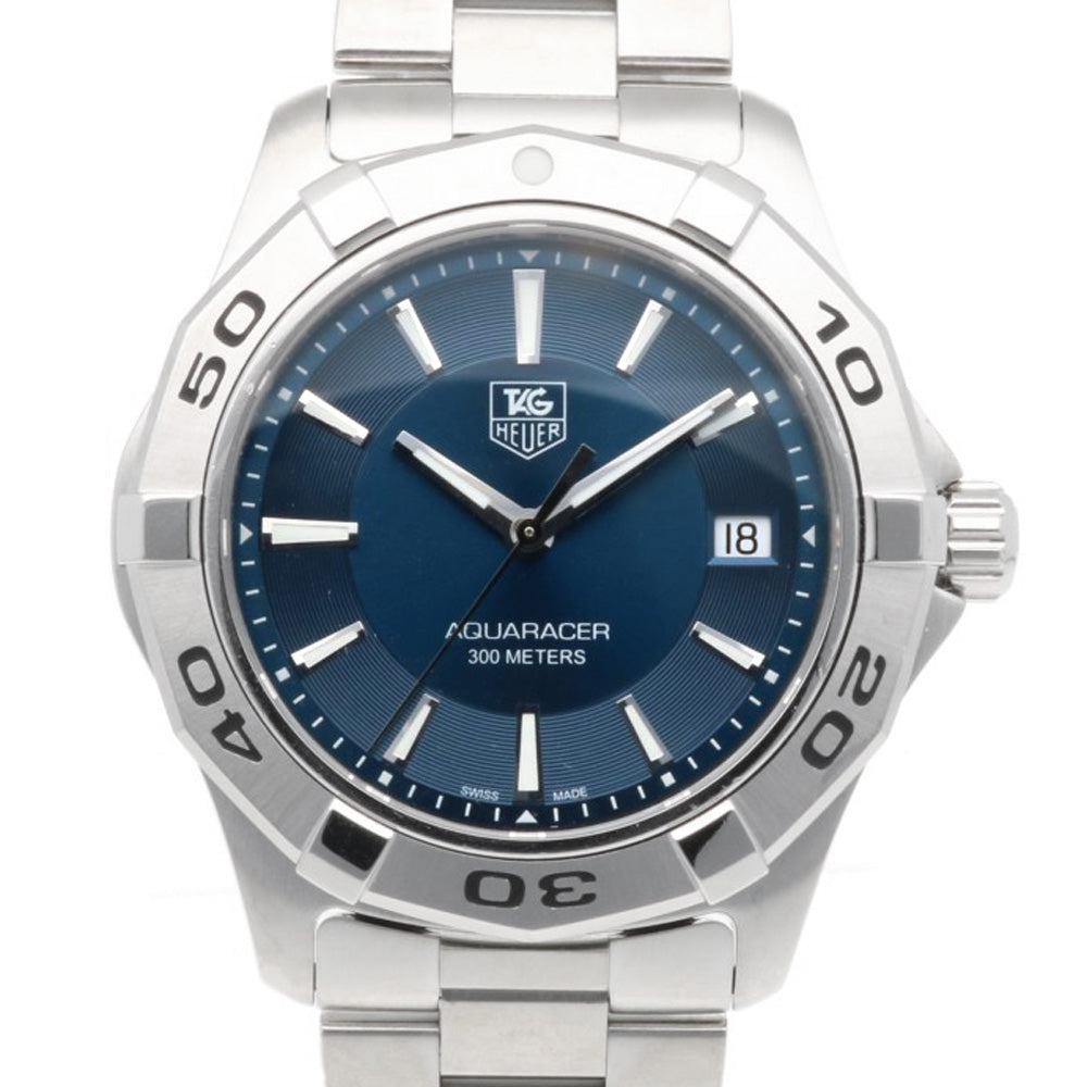 電池交換済 TAG Heuer タグホイヤー アクアレーサー WAY1112 デイト 300m防水 青 ブルー SS ステンレス メンズ クォーツ【6ヶ月保証】【腕時計】【中古】 TAG HEUER タグホイヤー アクアレーサー 腕時計 ステンレススチール