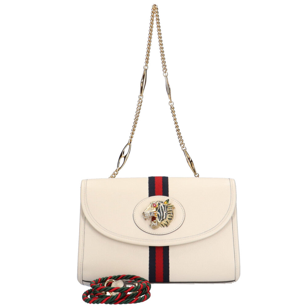 グッチ GUCCI ラジャ ショルダーバッグ レザー ホワイト レディース