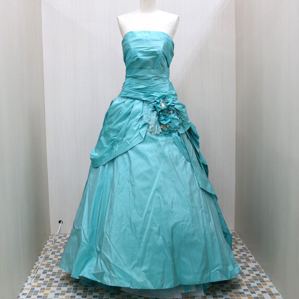 【中古】 ドレス 11号 フラワー ティファニーブルー カラードレス 婚礼衣装 花嫁衣装 貸衣裳 ブルー ブルー レディース