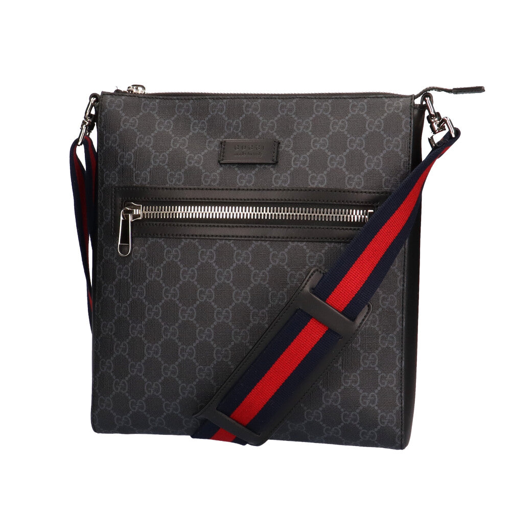 【中古】 グッチ GUCCI ショルダーバッグ GGスプリーム メッセンジャーバッグ GGスプリームキャンバス 474137 ブラック レッド  メンズ【SH】【BIM】