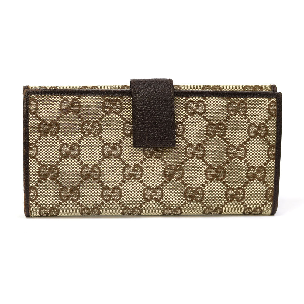 【中古】 グッチ GUCCI 長財布 GG柄 GGキャンバス ブラウン ベージュ レディース【SH】【BIM】