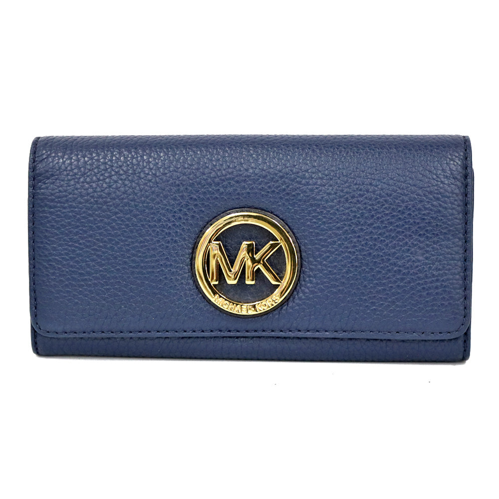 中古】 マイケルコース Michael Kors 長財布 レザー ネイビー