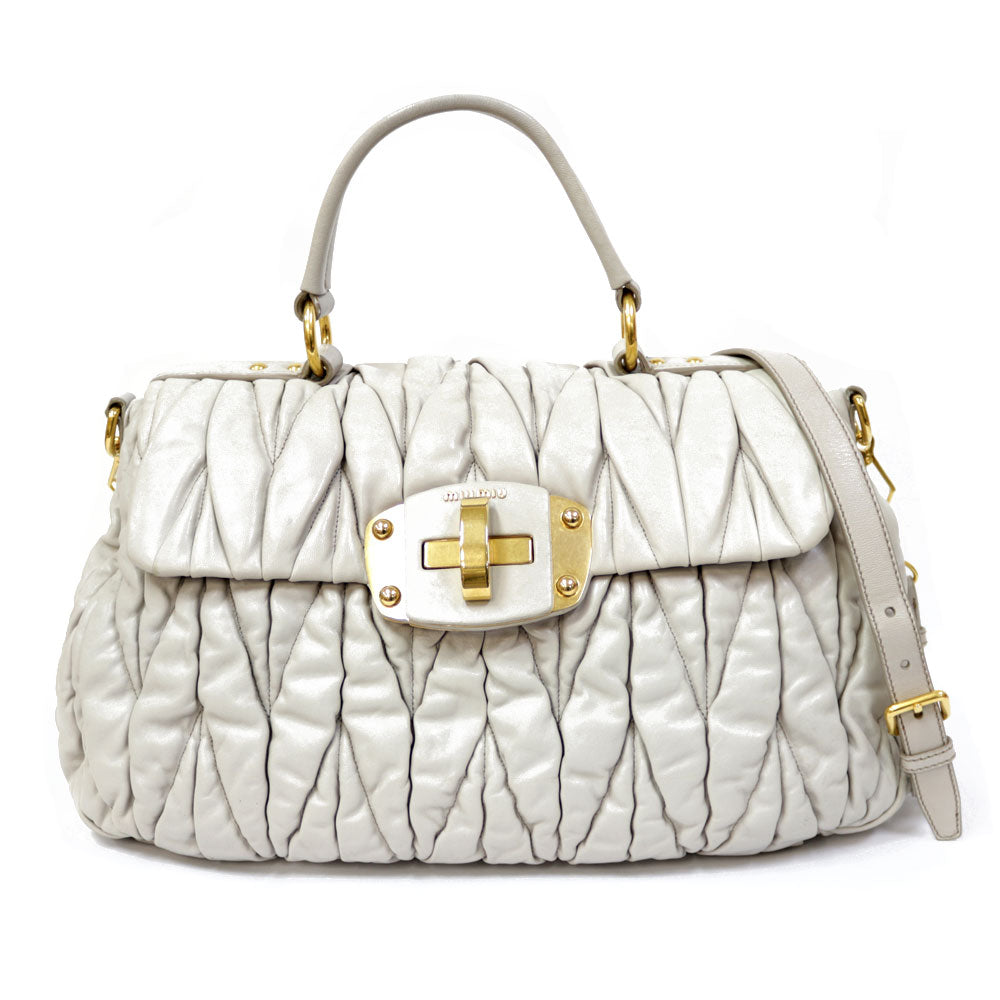 バッグ MIUMIU Archive turn lock enamel bag miumiu ミュウミュウ 90s Archive ステッチデザイン レザー