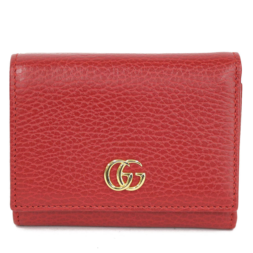 中古】 グッチ GUCCI 二つ折り財布 プチ マーモント GG ハイビスカス