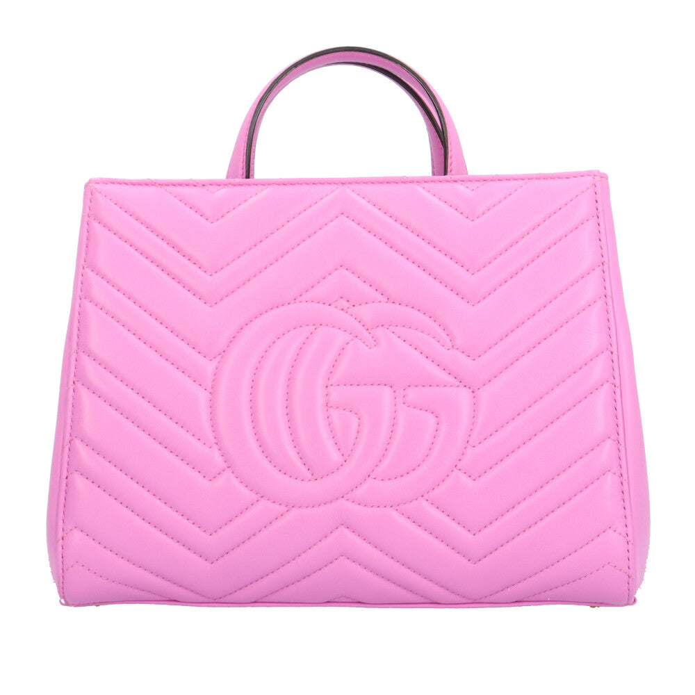 GUCCI グッチ GGマーモント ショルダーバッグ レザー ピンク レディース 中古