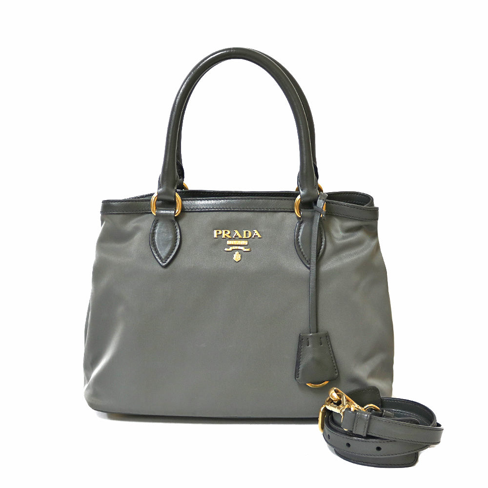 美品 プラダ PRADA ハンドバッグ チャコールグレー anthracite - der