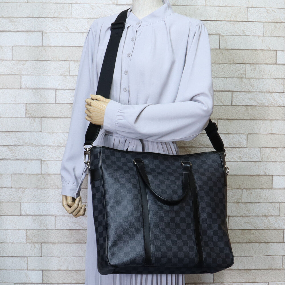 LOUIS VUITTON Tote Bag N41259 Tadao PM Damier Grafitto Canvas Black mens  Used