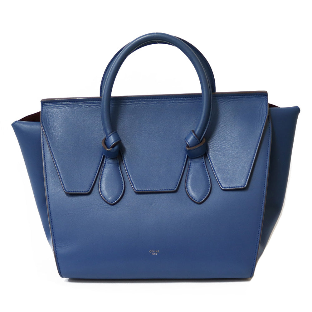 中古】 セリーヌ CELINE ハンドバッグ タイバック レザー ブルー