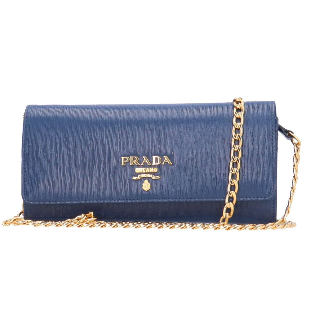 プラダ PRADA サフィアーノ ショルダーバッグ レザー ブルー レディース 中古