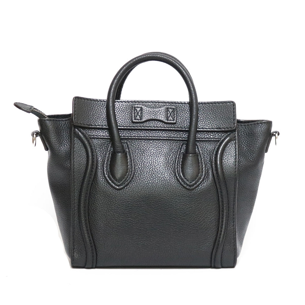 CELINE ラゲージ ナノ ブラック トートバッグ セリーヌ CELINE ラゲージ ナノ ハンドバッグ レザー ブラック