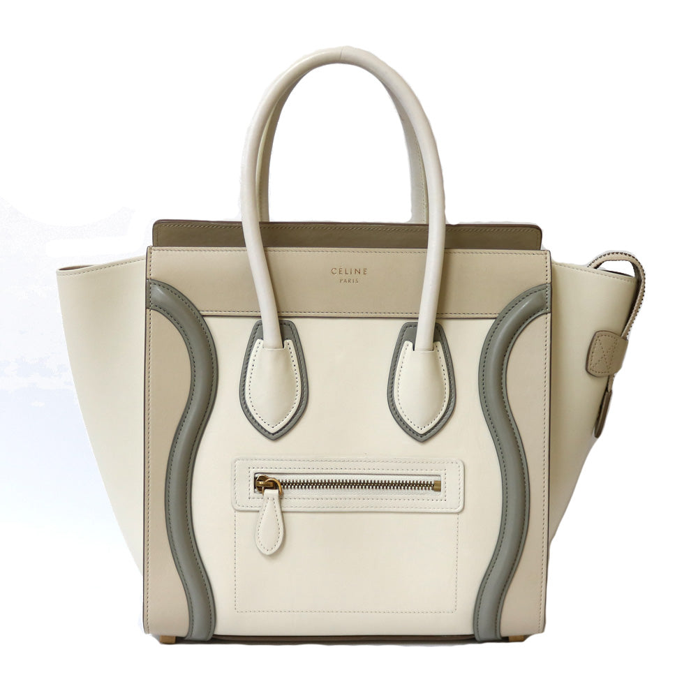 ★値下げ★ セリーヌ　ラゲージ　人気　ホワイト 中古】 セリーヌ CELINE ハンドバッグ ラゲージマイクロ レザー